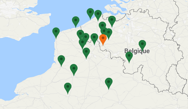 Carte des opérateurs Projet Interreg Eurocyclo