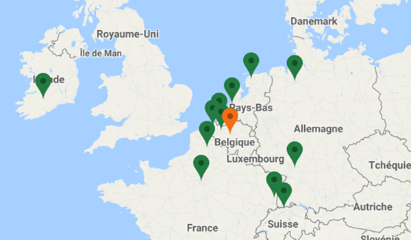 Carte des opérateurs Projet Interreg Polliconnect