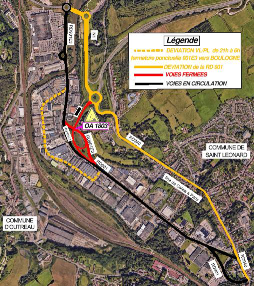 Plan de déviation de la RD 901E3 (Phases ponctuelles de nuit) 