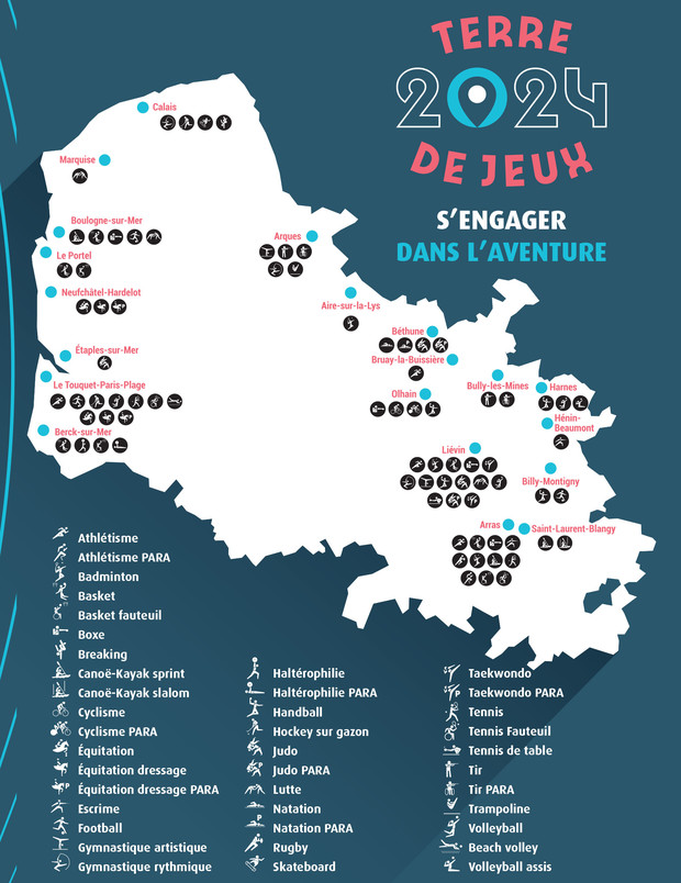 Carte Sites labellisés Terre de Jeux Paris 2024